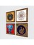 Fil, Tavus Kuşu, Sri Yantra, Nazar Taş Duvar Tablosu Ahşap Çerçeveli Duvar Dekoru 4 Parça Tablo Seti Wall Art W4-317 2
