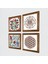 Lale, Yaşam Çiçeği, Sri Yantra Ahşap Çerçeveli Taş Duvar Tablosu 4’lü Set – 25x25 cm Dekoratif Modern Sanat – Ev ve Ofis Dekoru |W4-704| 2