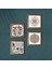 Lale, Yaşam Çiçeği, Sri Yantra Ahşap Çerçeveli Taş Duvar Tablosu 4’lü Set – 25x25 cm Dekoratif Modern Sanat – Ev ve Ofis Dekoru |W4-704| 3