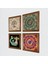 Mandala, Şahmeran, Hayat Ağacı Ahşap Çerçeveli Taş Duvar Tablosu 4’lü Set – 25x25 cm Dekoratif Modern Sanat – Ev ve Ofis Dekoru |W4-723| 2