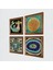 Hayat Ağacı, Nazar, Lotus Çiçeği, Şahmeran Ahşap Çerçeveli Taş Duvar Tablosu 4’lü Set – 25x25 cm Dekoratif Modern Sanat – Ev ve Ofis Dekoru |W4-1031| 2