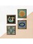 Hayat Ağacı, Nazar, Lotus Çiçeği, Şahmeran Ahşap Çerçeveli Taş Duvar Tablosu 4’lü Set – 25x25 cm Dekoratif Modern Sanat – Ev ve Ofis Dekoru |W4-1031| 5