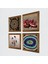 Ebru Sanatı, Nazar, Sri Yantra, Nar Taş Duvar Tablosu Ahşap Çerçeveli Duvar Dekoru 4 Parça Tablo Seti Wall Art W4-1035 2
