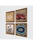 Ebru Sanatı, Nazar, Lotus Çiçeği, Nar Taş Duvar Tablosu Ahşap Çerçeveli Duvar Dekoru 4 Parça Tablo Seti Wall Art W4-1036 2
