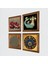 Yaşam Çiçeği, Nazar, Şahmeran, Nar Taş Duvar Tablosu Ahşap Çerçeveli Duvar Dekoru 4 Parça Tablo Seti Wall Art W4-768 2