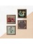 Ebru Sanatı, Yaşam Çiçeği, Şahmeran, Nar Ahşap Çerçeveli Taş Duvar Tablosu 4’lü Set – 25x25 cm Dekoratif Modern Sanat – Ev ve Ofis Dekoru |W4-773| 5
