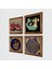 Tavus Kuşu, Yaşam Çiçeği, Şahmeran, Nar Taş Duvar Tablosu Ahşap Çerçeveli Duvar Dekoru 4 Parça Tablo Seti Wall Art W4-775 2