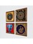 Stone Fil, Sri Yantra, Tavus Kuşu, Nazar Ahşap Çerçeveli Taş Duvar Tablosu 4’lü Set – 25x25 cm Dekoratif Modern Sanat – Ev ve Ofis Dekoru |W4-322| 2
