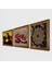 Sri Yantra, Leonardo da Vinci Mona Lisa, Nar Ahşap Çerçeveli Taş Duvar Tablosu 3’lü Set – 25x25 cm Dekoratif Modern Sanat – Ev ve Ofis Dekoru |W3-1431| 2