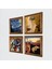 Stone Salvador Dalí, Picasso, Van Gogh, Gustav Klimt Ahşap Çerçeveli Taş Duvar Tablosu 4’lü Set – 25x25 cm Dekoratif Modern Sanat – Ev ve Ofis Dekoru |W4-696| 2