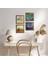 Stone Van Gogh Ahşap Çerçeveli Taş Duvar Tablosu 4’lü Set – 25x25 cm Dekoratif Modern Sanat – Ev ve Ofis Dekoru |W4-72| 1
