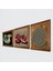 Yaşam Çiçeği, Şahmeran, Nar Ahşap Çerçeveli Taş Duvar Tablosu 3’lü Set – 25x25 cm Dekoratif Modern Sanat – Ev ve Ofis Dekoru |W3-1038| 2