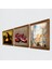 Stone Salvador Dalí, Leonardo da Vinci, Nar Ahşap Çerçeveli Taş Duvar Tablosu 3’lü Set – 25x25 cm Dekoratif Modern Sanat – Ev ve Ofis Dekoru |W3-1457| 2