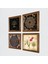 Sri Yantra, Yaşam Çiçeği, Hayat Ağacı, Lale Taş Duvar Tablosu Ahşap Çerçeveli Duvar Dekoru 4 Parça Tablo Seti Wall Art W4-737 2