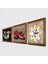 Hz. Muhammed Lafzı, Şahmeran, Nar Ahşap Çerçeveli Taş Duvar Tablosu 3’lü Set – 25x25 cm Dekoratif Modern Sanat – Ev ve Ofis Dekoru |W3-987| 2
