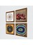 Yaşam Çiçeği, Nazar, Nar Taş Duvar Tablosu Ahşap Çerçeveli Duvar Dekoru 4 Parça Tablo Seti Wall Art W4-1034 2