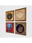 Stone Fil, Tavus Kuşu, Lotus Çiçeği, Nazar Ahşap Çerçeveli Taş Duvar Tablosu 4’lü Set – 25x25 cm Dekoratif Modern Sanat – Ev ve Ofis Dekoru |W4-319| 2