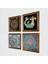 Stone Mandala, Sri Yantra, Yaşam Çiçeği, Şahmeran Ahşap Çerçeveli Taş Duvar Tablosu 4’lü Set – 25x25 cm Dekoratif Modern Sanat – Ev ve Ofis Dekoru |W4-715| 2