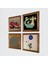 Yaşam Çiçeği, Ebru Sanatı, Şahmeran, Nar Taş Duvar Tablosu Ahşap Çerçeveli Duvar Dekoru 4 Parça Tablo Seti Wall Art W4-765 2