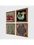 Yaşam Çiçeği, Şahmeran, Nar Taş Duvar Tablosu Ahşap Çerçeveli Duvar Dekoru 4 Parça Tablo Seti Wall Art W4-774 2