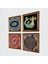 Mandala, Nazar, Yaşam Çiçeği, Şahmeran Ahşap Çerçeveli Taş Duvar Tablosu 4’lü Set – 25x25 cm Dekoratif Modern Sanat – Ev ve Ofis Dekoru |W4-779| 2