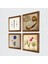 Stone Ebru Sanatı, Lale, Vav, Elif Ahşap Çerçeveli Taş Duvar Tablosu 4’lü Set – 25x25 cm Dekoratif Modern Sanat – Ev ve Ofis Dekoru |W4-915| 2