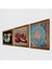 Yaşam Çiçeği, Şahmeran, Nar Ahşap Çerçeveli Taş Duvar Tablosu 3’lü Set – 25x25 cm Dekoratif Modern Sanat – Ev ve Ofis Dekoru |W3-1004| 2