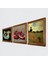 Claude Monet Gelincikler, Şahmeran, Nar Ahşap Çerçeveli Taş Duvar Tablosu 3’lü Set – 25x25 cm Dekoratif Modern Sanat – Ev ve Ofis Dekoru |W3-1018| 2