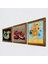 Van Gogh On İki Ayçiçekli Vazo, Şahmeran, Nar Ahşap Çerçeveli Taş Duvar Tablosu 3’lü Set – 25x25 cm Dekoratif Modern Sanat – Ev ve Ofis Dekoru |W3-1026| 2