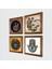Tavus Kuşu, Nazar, Kelebekli Çiçek, Fatma Ana Eli (Hamsa) Taş Duvar Tablosu Ahşap Çerçeveli Duvar Dekoru 4 Parça Tablo Seti Wall Art W4-978 2