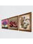 Kelebekli Çiçek, Hayat Ağacı, Nar Taş Duvar Tablosu Ahşap Çerçeveli Duvar Dekoru 3 Parça Tablo Seti Wall Art W3-1039 2
