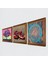 Yaşam Çiçeği, Karla Gerard Hayat Ağacı, Nar Taş Duvar Tablosu Ahşap Çerçeveli Duvar Dekoru 3 Parça Tablo Seti Wall Art W3-1054 2