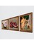 İki Müzisyen Kız Tablosu, Kelebekli Çiçek, Nar Taş Duvar Tablosu Ahşap Çerçeveli Duvar Dekoru 3 Parça Tablo Seti Wall Art W3-1207 2