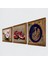 Tavus Kuşu, Kelebekli Çiçek, Nar Taş Duvar Tablosu Ahşap Çerçeveli Duvar Dekoru 3 Parça Tablo Seti Wall Art W3-1248 2