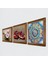 Stone Mandala, Kelebekli Çiçek, Nar Ahşap Çerçeveli Taş Duvar Tablosu 3’lü Set – 25x25 cm Dekoratif Modern Sanat – Ev ve Ofis Dekoru |W3-1256| 2