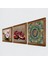 Mandala, Kelebekli Çiçek, Nar Taş Duvar Tablosu Ahşap Çerçeveli Duvar Dekoru 3 Parça Tablo Seti Wall Art W3-1258 2