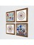 Stone Çini Sanatı Yelkenli Gemi, Lale, Yaşam Çiçeği, Sri Yantra Ahşap Çerçeveli Taş Duvar Tablosu 4’lü Set – 25x25 cm Dekoratif Modern Sanat – Ev ve Ofis Dekoru |W4-967| 2