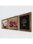 Hayat Ağacı, Kelebekli Çiçek, Nar Taş Duvar Tablosu Ahşap Çerçeveli Duvar Dekoru 3 Parça Tablo Seti Wall Art W3-1238 2
