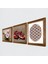Yaşam Çiçeği, Kelebekli Çiçek, Nar Ahşap Çerçeveli Taş Duvar Tablosu 3’lü Set – 25x25 cm Dekoratif Modern Sanat – Ev ve Ofis Dekoru |W3-1241| 2