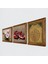 Bereket Duası, Kelebekli Çiçek, Nar Taş Duvar Tablosu Ahşap Çerçeveli Duvar Dekoru 3 Parça Tablo Seti Wall Art W3-1229 2