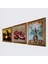Stone İstanbul Galata Kulesi, Leonardo da Vinci Mona Lisa, Nar Ahşap Çerçeveli Taş Duvar Tablosu 3’lü Set – 25x25 cm Dekoratif Modern Sanat – Ev ve Ofis Dekoru |W3-1416| 2