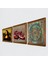 Stone Yaşam Çiçeği, Leonardo da Vinci Mona Lisa, Nar Ahşap Çerçeveli Taş Duvar Tablosu 3’lü Set – 25x25 cm Dekoratif Modern Sanat – Ev ve Ofis Dekoru |W3-1427| 2