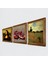 Claude Monet Gelincikler, Leonardo da Vinci Mona Lisa, Nar Ahşap Çerçeveli Taş Duvar Tablosu 3’lü Set – 25x25 cm Dekoratif Modern Sanat – Ev ve Ofis Dekoru |W3-1443| 2
