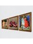 Kaplumbağa Terbiyecisi, İki Müzisyen Kız Tablosu, Nar Taş Duvar Tablosu Ahşap Çerçeveli Duvar Dekoru 3 Parça Tablo Seti Wall Art W3-1461 2