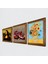Van Gogh On İki Ayçiçekli Vazo, Da Vinci Mona Lisa, Nar Ahşap Çerçeveli Taş Duvar Tablosu 3’lü Set – 25x25 cm Dekoratif Modern Sanat – Ev ve Ofis Dekoru |W3-1448| 2
