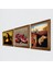 Salvador Dalí Belleğin Azmi, Da Vinci Mona Lisa, Nar Ahşap Çerçeveli Taş Duvar Tablosu 3’lü Set – 25x25 cm Dekoratif Modern Sanat – Ev ve Ofis Dekoru |W3-1459| 2