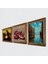 Claude Monet Sonbahar, Leonardo da Vinci Mona Lisa, Nar Taş Duvar Tablosu Ahşap Çerçeveli Duvar Dekoru 3 Parça Tablo Seti Wall Art W3-1445 2