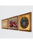 Lotus Çiçeği, Nazar, Nar Taş Duvar Tablosu Ahşap Çerçeveli Duvar Dekoru 3 Parça Tablo Seti Wall Art W3-1605 2