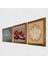 Yaşam Çiçeği, Lotus Çiçeği, Nar Taş Duvar Tablosu Ahşap Çerçeveli Duvar Dekoru 3 Parça Tablo Seti Wall Art W3-1644 2