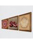 Mandala, Lotus Çiçeği, Nar Taş Duvar Tablosu Ahşap Çerçeveli Duvar Dekoru 3 Parça Tablo Seti Wall Art W3-1646 2
